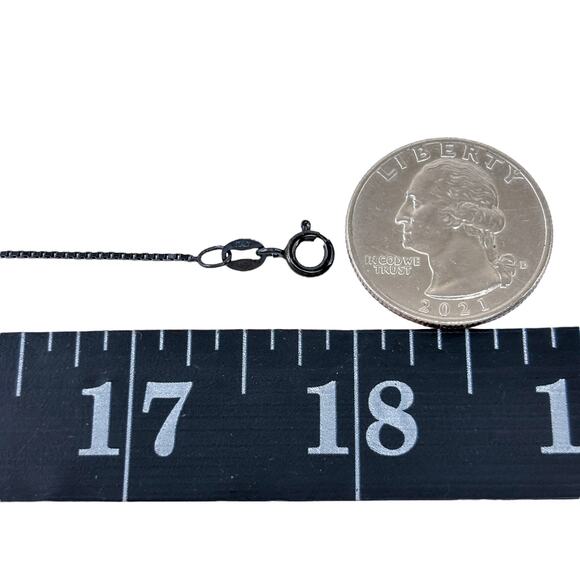 Blackened Venetian Box Chain Necklace | Vintage Italy Sterling Silver 925 | 18" - Picture 2 of 3